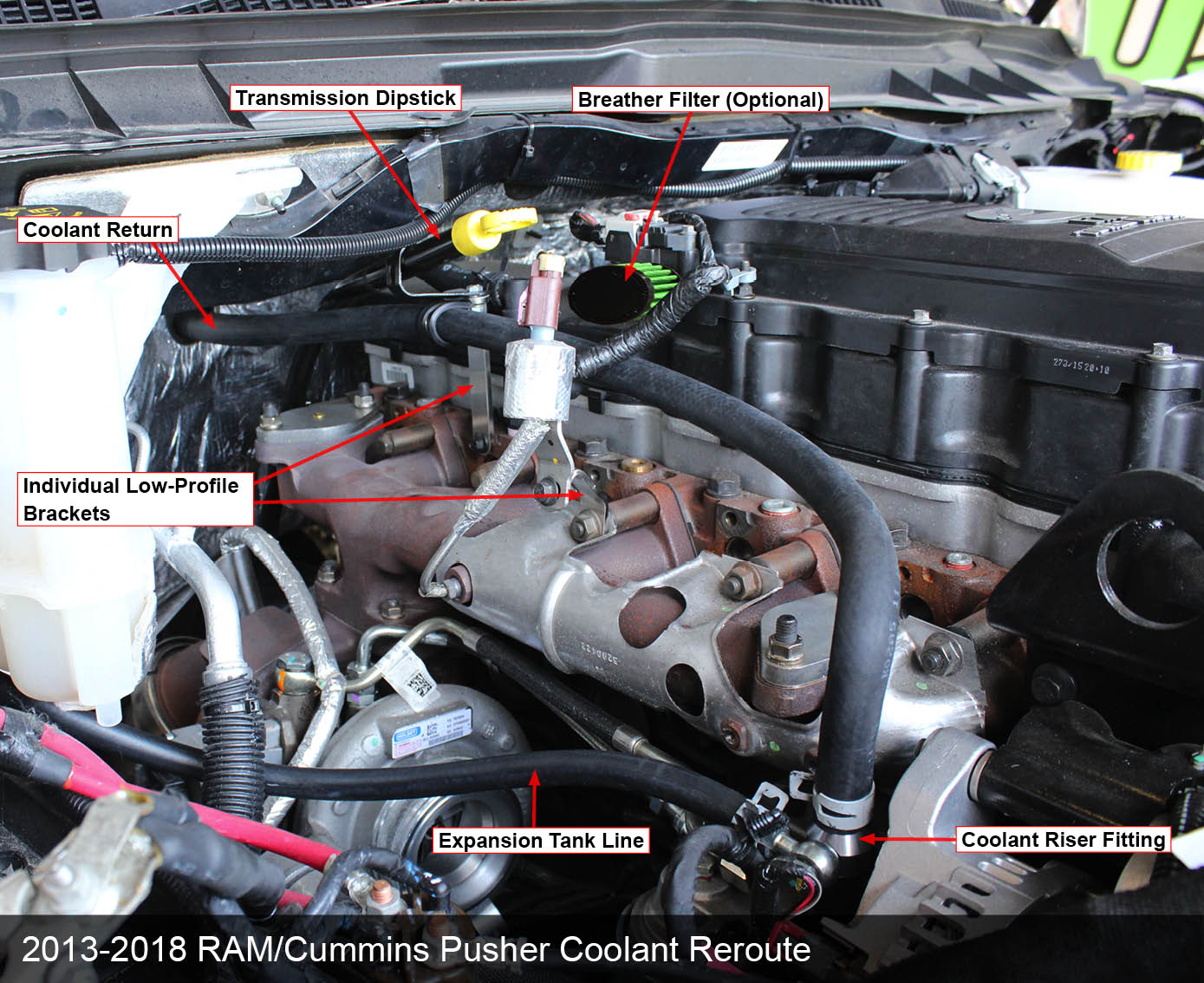 Pusher Coolant Reroute Kit for 2013-2018 RAM 6.7L Cummins Trucks
