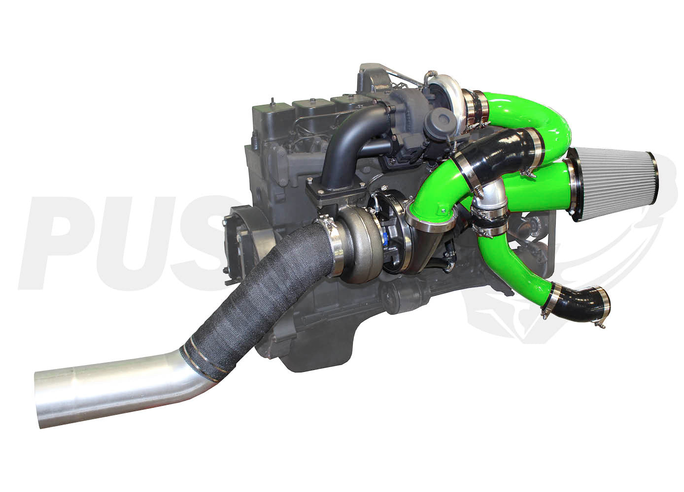 Pusher Low Mount Compound Turbo System for 1994-1998 Dodge Cummins 12v Trucks