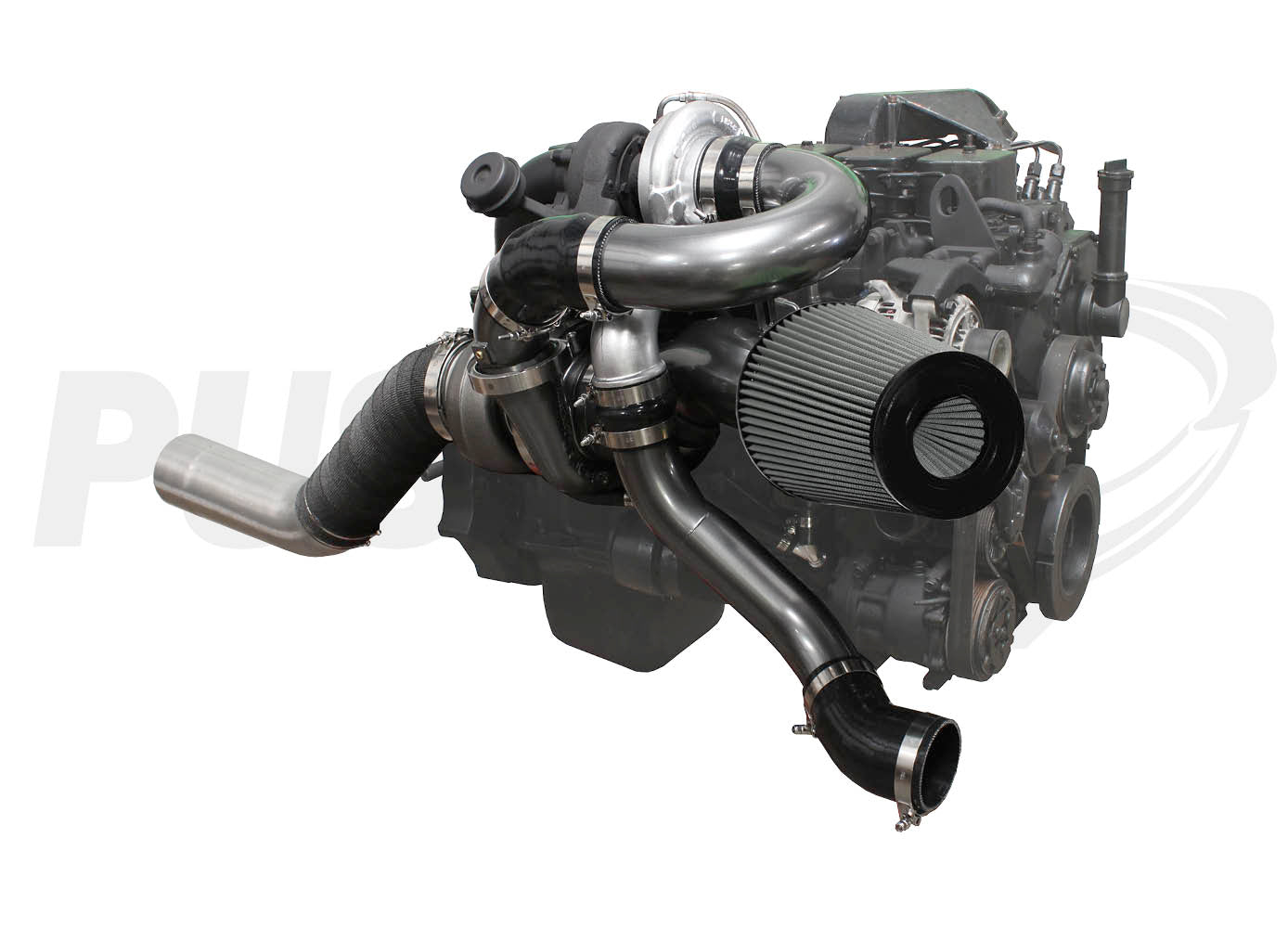 Pusher Low Mount Compound Turbo System for 1998-2002 Dodge Cummins 24v Trucks