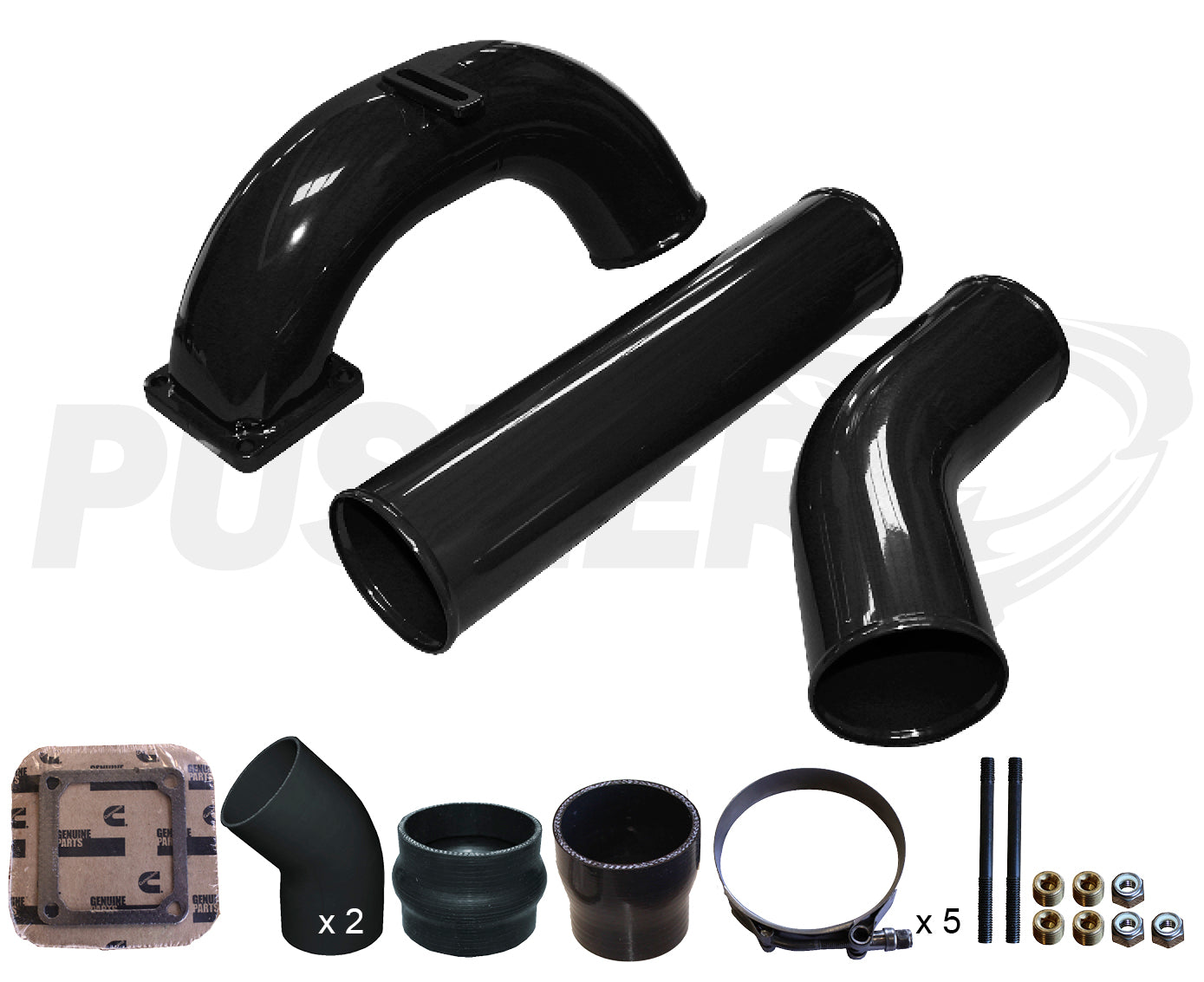 Pusher 3.5" MEGA Intake System with 3.5" Passenger Side Intercooler Tube 1998.5-2002 Dodge Cummins