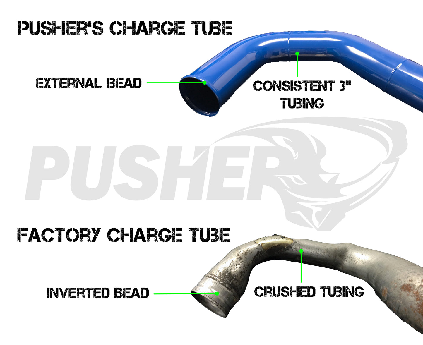 Pusher 3" Passenger Side Charge Tube for 2008-2010 Ford F250/350 6.4L Powerstroke