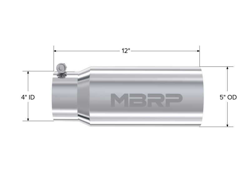 MBRP Universal Tip 5 O.D. Dual Wall Straight 4 inlet 12 length